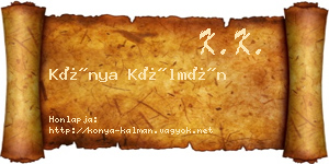 Kónya Kálmán névjegykártya
